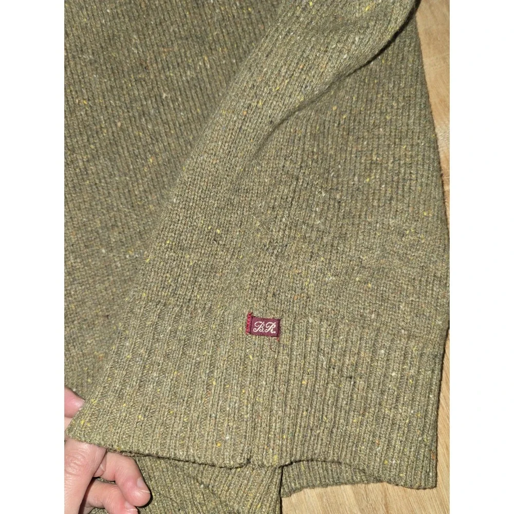 Banana Republic Heritage Men's XXL Olive Flecked Knit Henley Sweater Faux Fur...